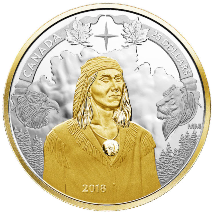 Photo of a coin featuring Tecumseh, designed by a Lakehead student.