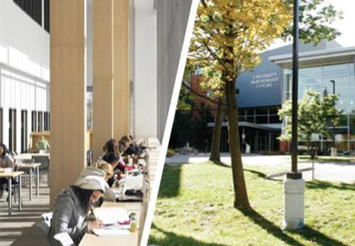 Two female students working together