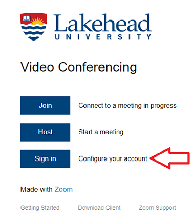 Screenshot of Zoom Lakehead login page