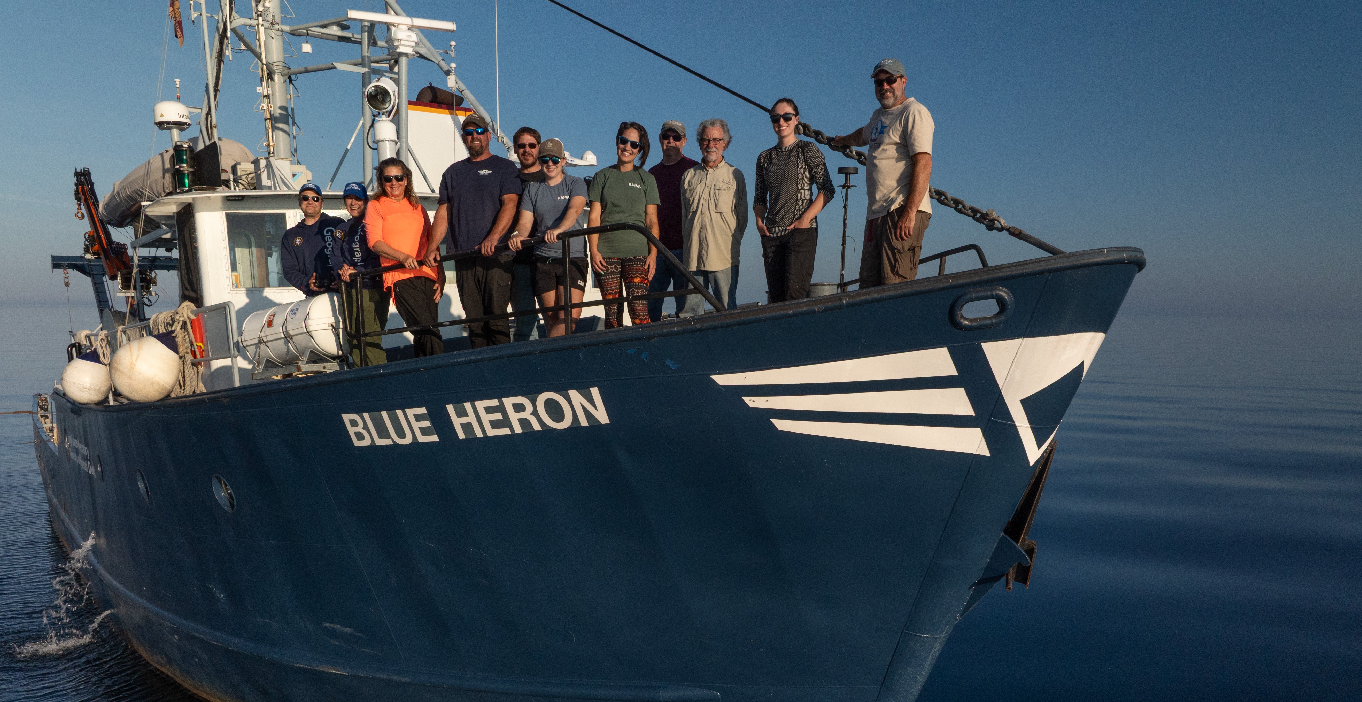 Blue Heron Research Crew The research crew of the Blue Heron stand on the deck of the ship