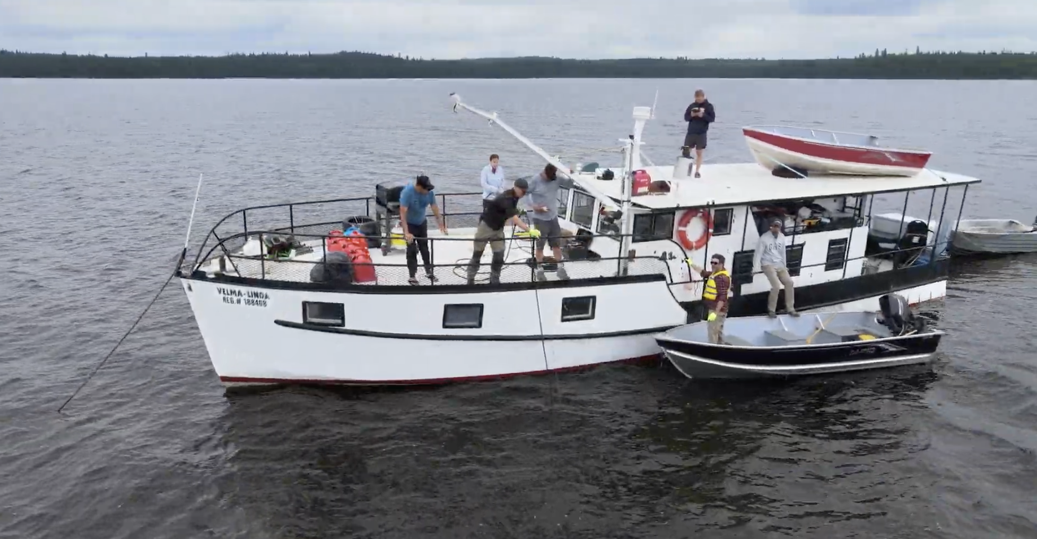 Nipigon Guardians Team Members of the Nipigon Guardians Team aboard the Velma Linda boat