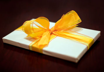 Present with yellow ribbon