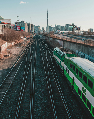 A look at a GO train heading into Toronto