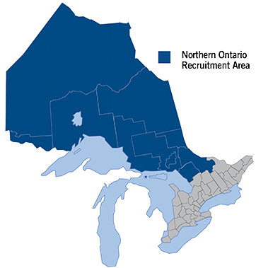 A map of the Northern Ontario Recruitment Area