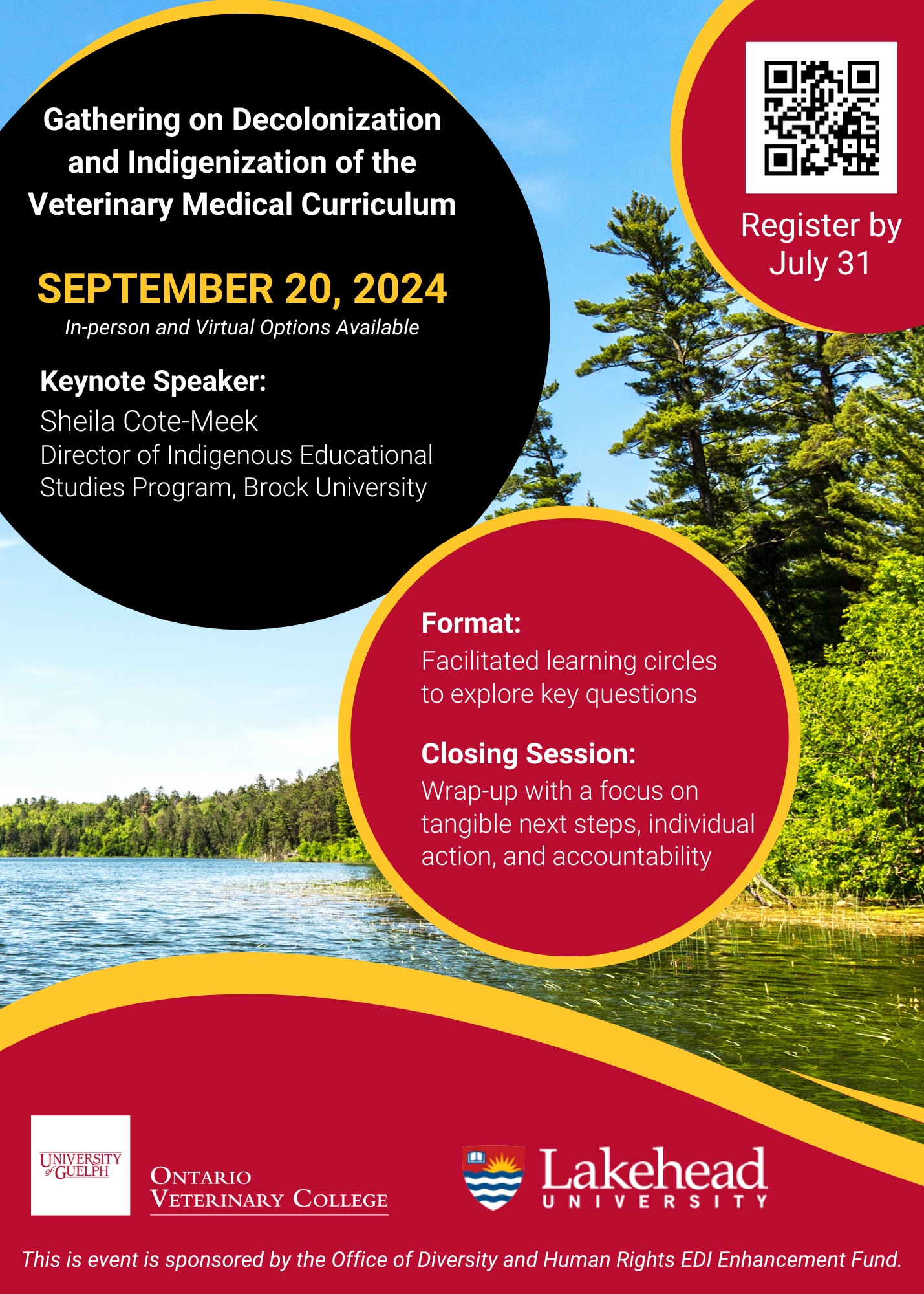 Lake Superior shore with Gathering on Decolonization and Indigenization of the Veterinary Medical Curriculum